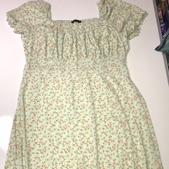 Hesperus New w tags Dress Long Short sleeve light green floral size 3xl - Picture 1 of 7